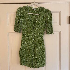 Reformation Green Floral Mini Dress
